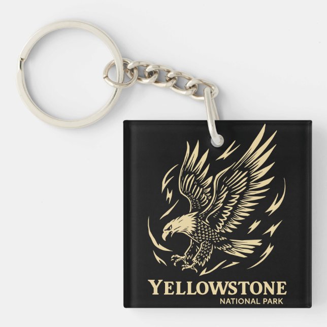Yellowstone National Park Eagle Vintage Key Ring (Front)