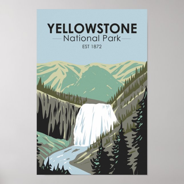 Yellowstone National Park Gibbon Falls Vintage  Poster (Front)