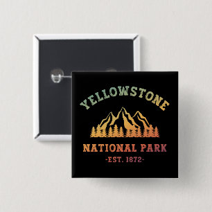 Yellowstone National Park Gradient Hiking Camping 15 Cm Square Badge