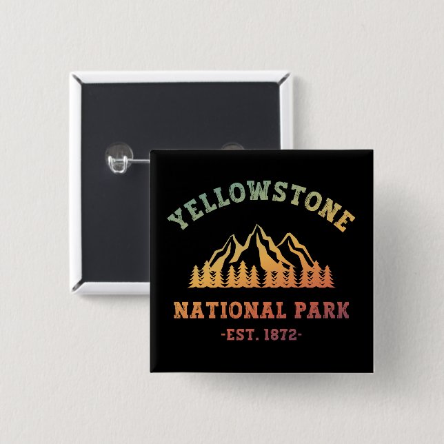Yellowstone National Park Gradient Hiking Camping 15 Cm Square Badge (Front & Back)