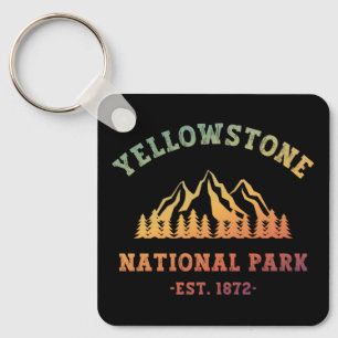 Yellowstone National Park Gradient Hiking Camping Key Ring