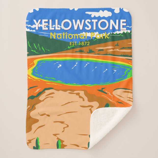 Yellowstone National Park Grand Prismatic Spring  Sherpa Blanket (Front)