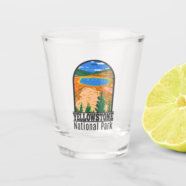 Yellowstone National Park Grand Prismatic Spring  Shot Glass (Front)