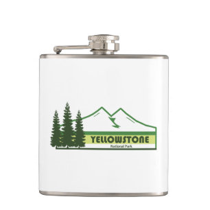 Yellowstone National Park Green Stripes Hip Flask