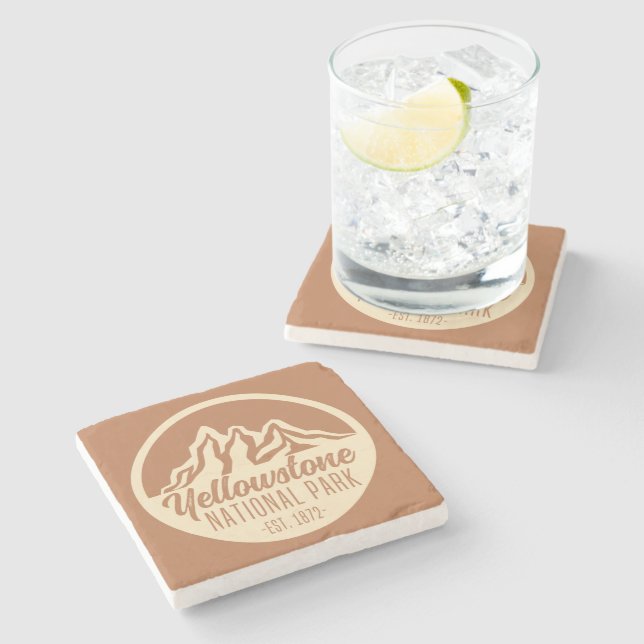 Yellowstone National Park Hiking Camping Stone Coaster (Side)