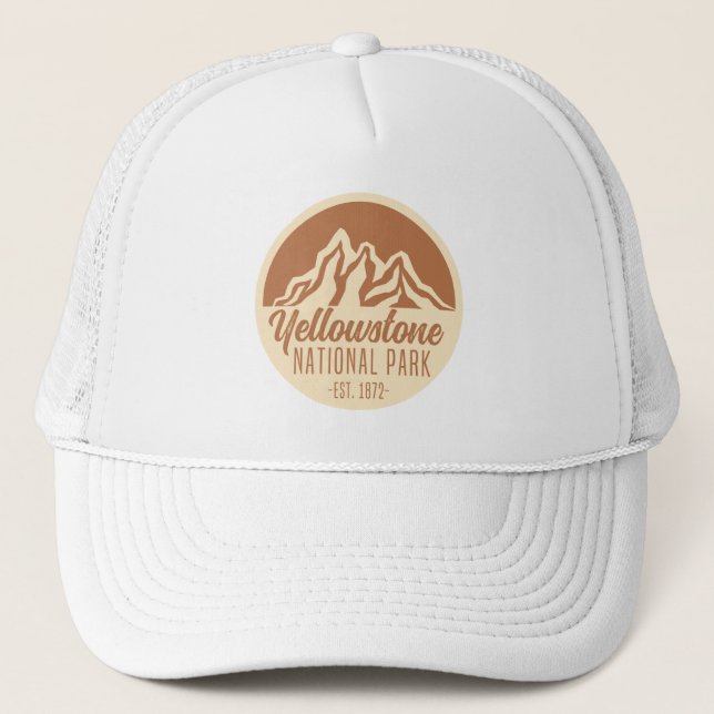 Yellowstone National Park Hiking Camping Trucker Hat (Front)