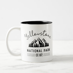 Yellowstone National Park Hiking Camping Two-Tone Coffee Mug