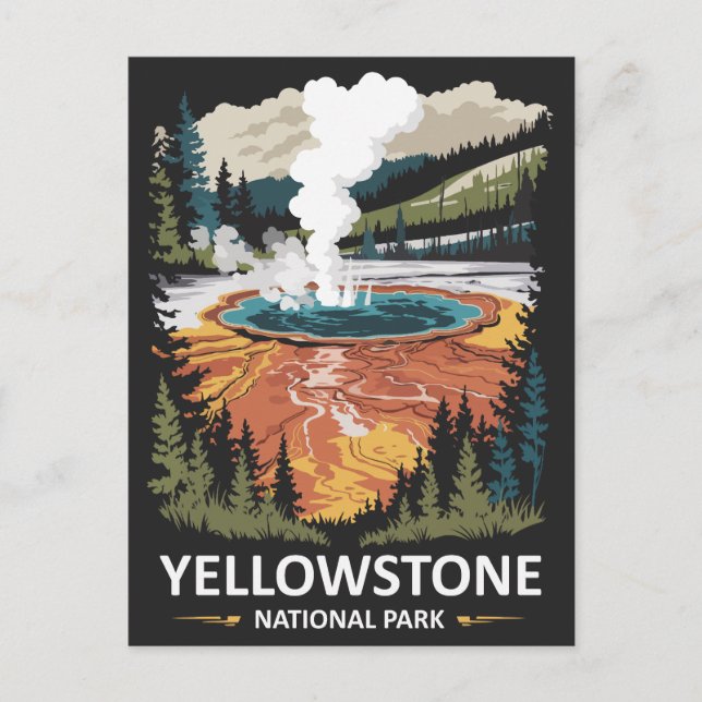 Yellowstone National Park Hot Spring Postcard (Front)