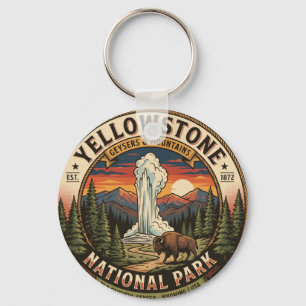 Yellowstone National Park Key Ring Old Faithful