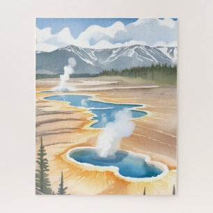 Yellowstone National Park   Landscape Watercolor Jigsaw Puzzle