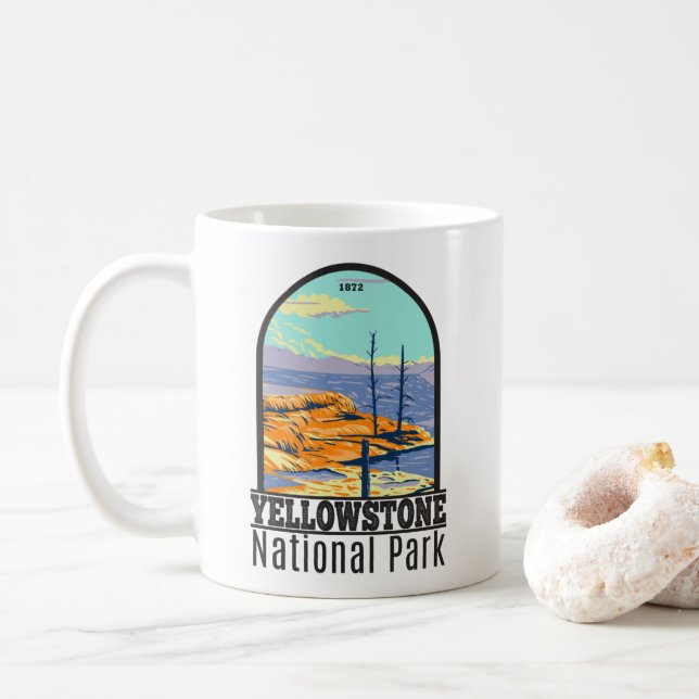 Yellowstone National Park Mammoth Hot Springs Coffee Mug (With Donut)