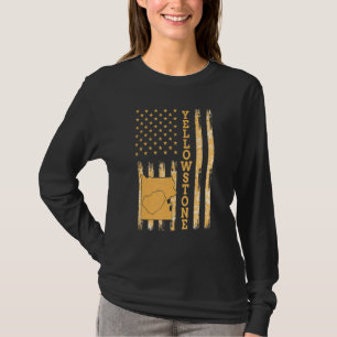 Yellowstone National Park Map America USA Flag T-Shirt