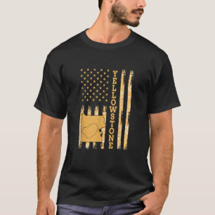 Yellowstone National Park Map America USA Flag T-Shirt