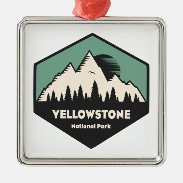 Yellowstone National Park Metal Tree Decoration (Front)