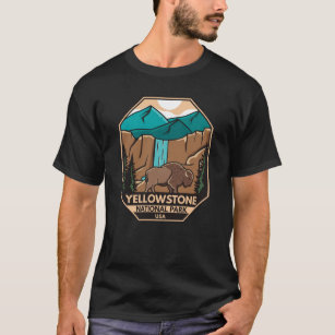 Yellowstone National Park Minimal Bison Retro T-Shirt