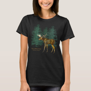Yellowstone National Park Moose Trees Vintage Look T-Shirt