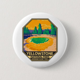 Yellowstone National Park Morning Glory Pool Retro 6 Cm Round Badge