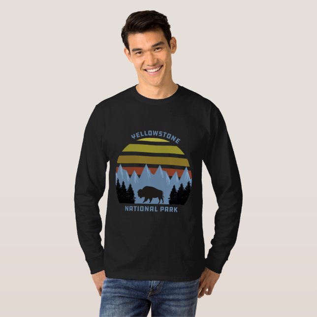 Yellowstone National Park Mountain Souvenir T-Shirt (Front Full)