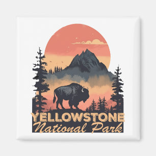 Yellowstone National Park Mountain Travel Magnet