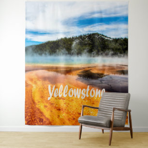 Yellowstone National Park Mountains Nature Animals Tapestry