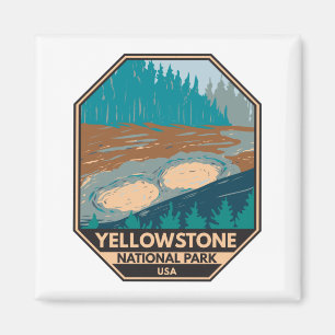 Yellowstone National Park Mud Volcano Vintage Magnet