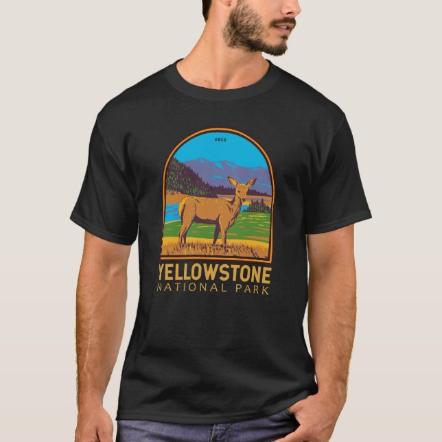 Yellowstone National Park Mule Deer Vintage T-Shirt (Front)