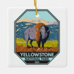 Yellowstone National Park North American Bison  Ceramic Ornament<br><div class="desc">Yellowstone vector artwork design. The park features dramatic canyons,  alpine rivers,  lush forests,  hot springs and gushing geysers,  including its most famous,  Old Faithful.</div>
