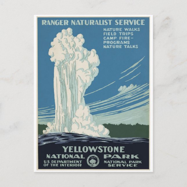 Yellowstone National Park Old Faithful 1938 Postcard (Front)
