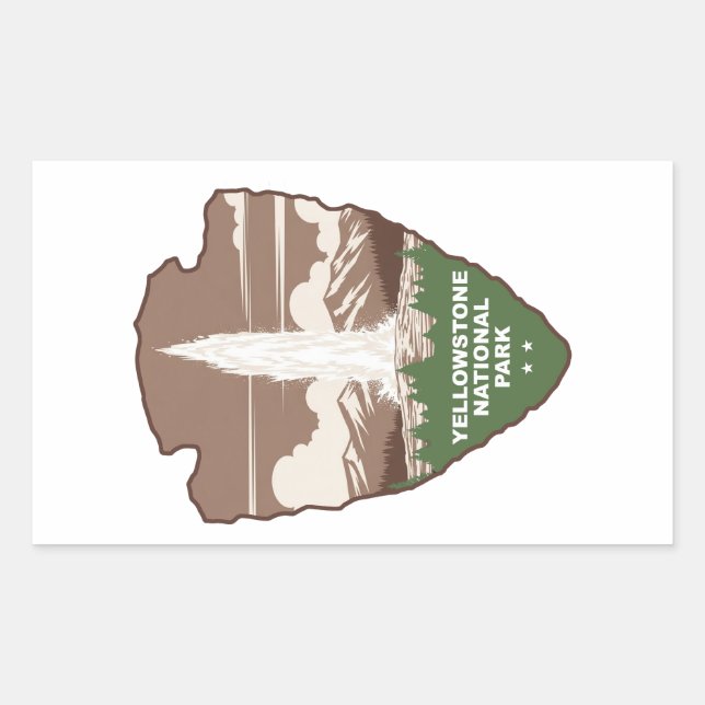 Yellowstone National Park Old Faithful Arrowhead Rectangular Sticker (Front)