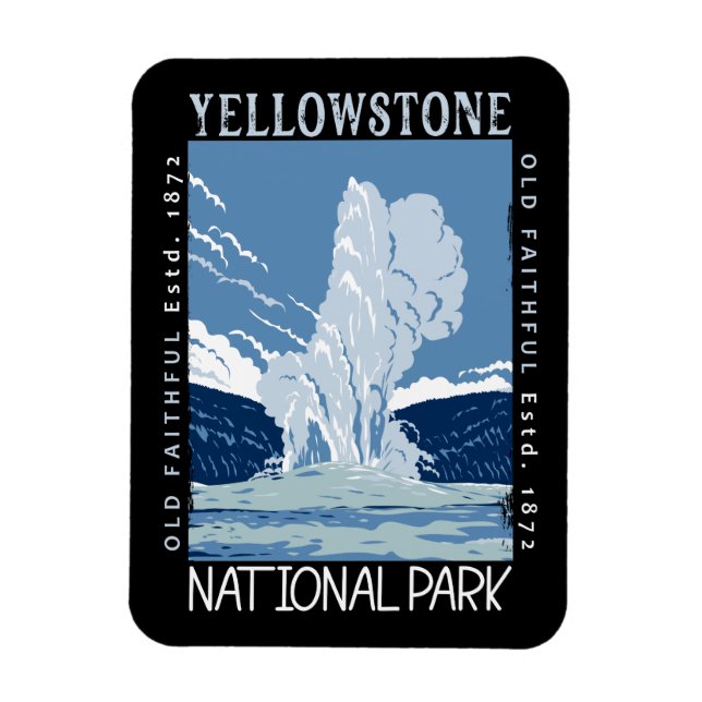 Yellowstone National Park Old Faithful Distressed  Magnet (Vertical)