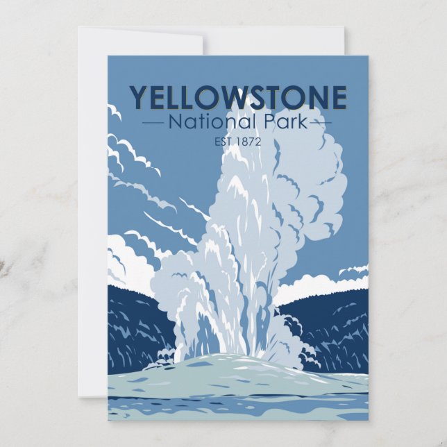 Yellowstone National Park Old Faithful Vintage Holiday Card (Front)
