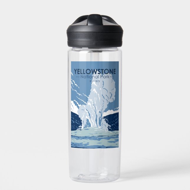 Yellowstone National Park Old Faithful Vintage Water Bottle (Front)
