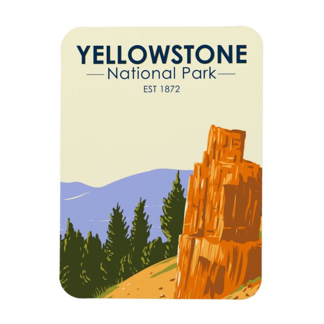Yellowstone National Park Petrified Tree Vintage  Magnet (Vertical)