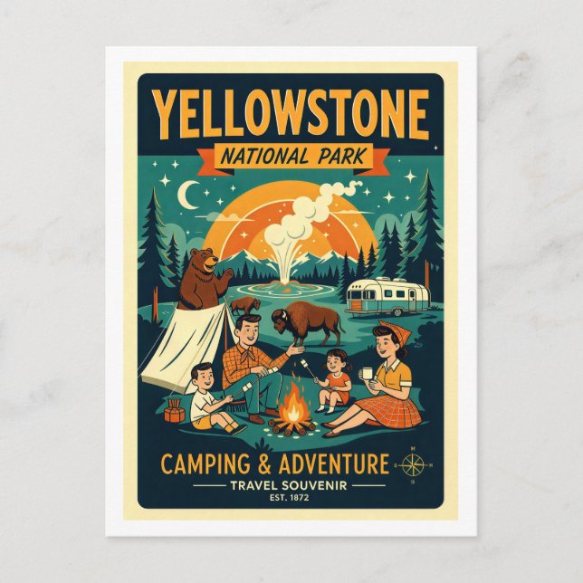 Yellowstone National Park Retro 1950s Postcard (Front)