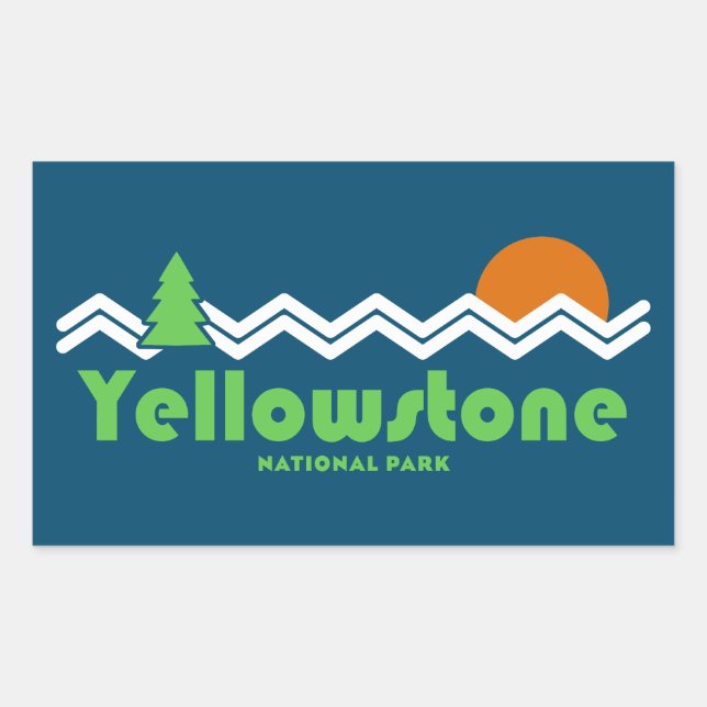 Yellowstone National Park Retro Rectangular Sticker (Front)