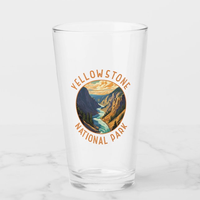 Yellowstone National Park River Distressed Circle Glass (Front)