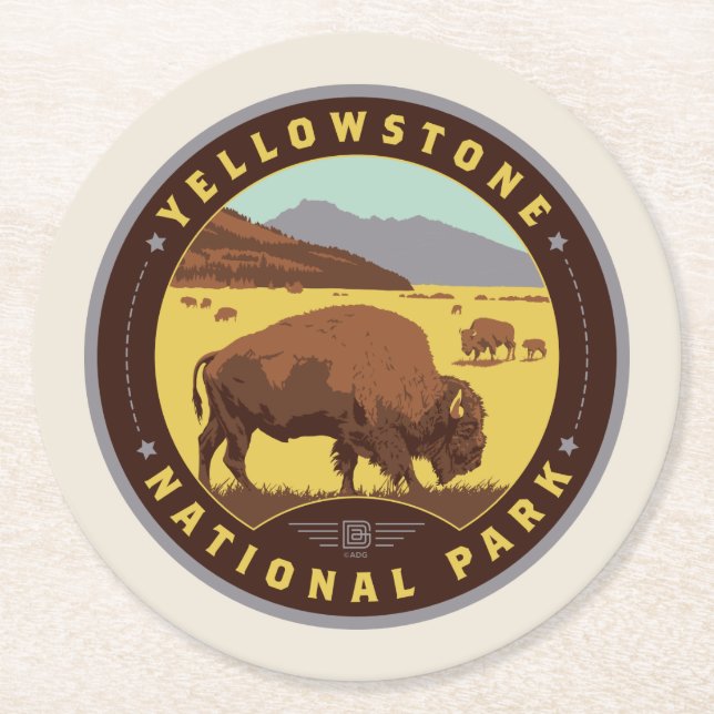 Yellowstone National Park Round Paper Coaster (Front)