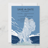 Yellowstone National Park Save The Date Retro