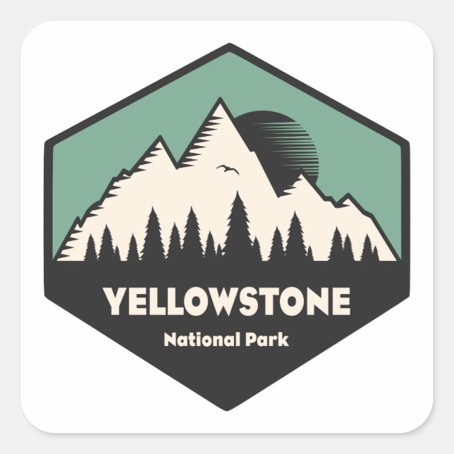 Yellowstone National Park Square Sticker (Front)