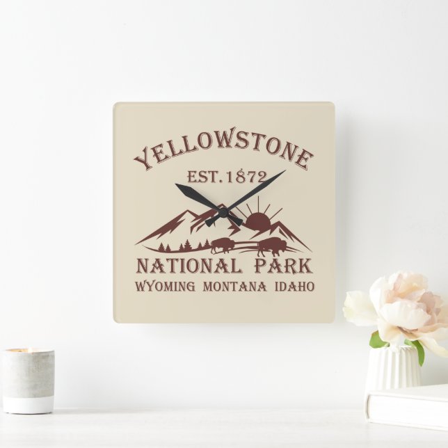 Yellowstone national park square wall clock (Home)