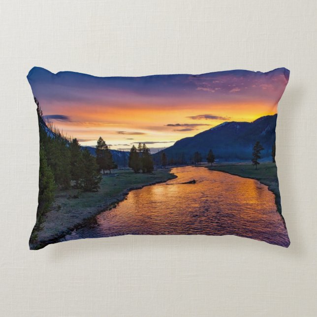 Yellowstone National Park Sunset Decorative Cushion (Front)