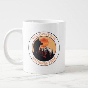 Yellowstone National Park, Sunset Wolf Art, Circle Large Coffee Mug