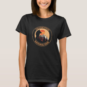 Yellowstone National Park, Sunset Wolf Art, Circle T-Shirt