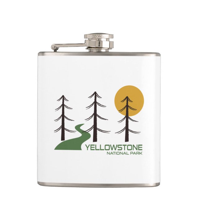 Yellowstone National Park Trail Hip Flask (Front)