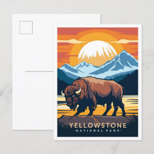 Yellowstone National Park USA Travel Illustration Postcard