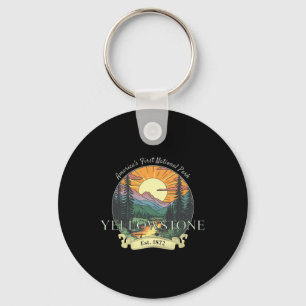 Yellowstone National Park Vacation Men Women Retro Key Ring