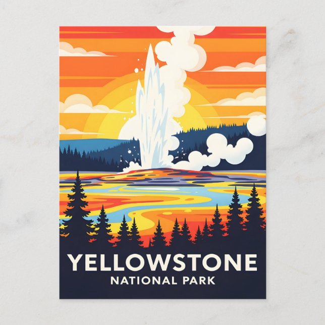 Yellowstone National Park – Vibrant Geyser Postcard (Front)