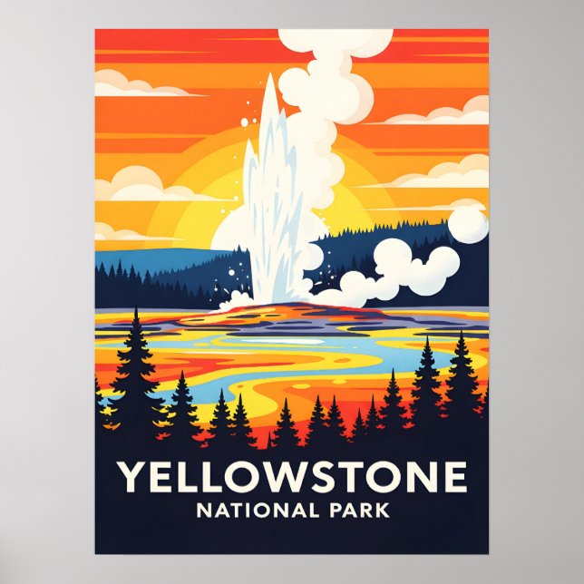 Yellowstone National Park – Vibrant Geyser Poster (Front)