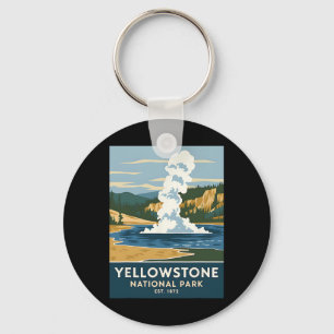 Yellowstone National Park Vintage Camping Hiking M Key Ring