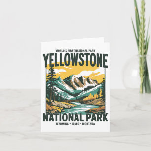 Yellowstone National Park Vintage Hiking Card